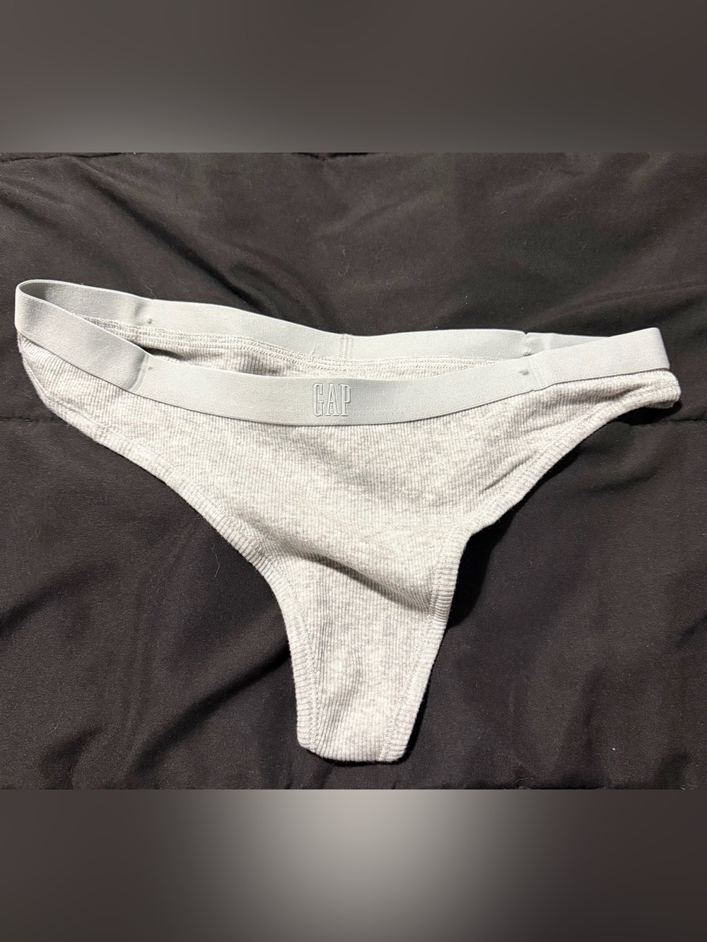 GAP Light Gray Ribbed Thong Womens Underwear